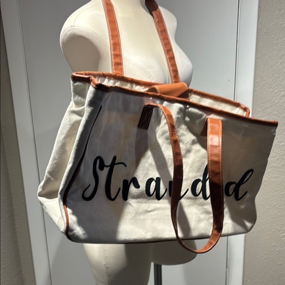 Stranded Cream and Tan Canvas Tote - Picture 4 of 16